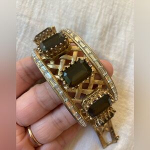 Vintage Banana Republic Prong Set Large Stones‎ Brutalist Statement Bracelet